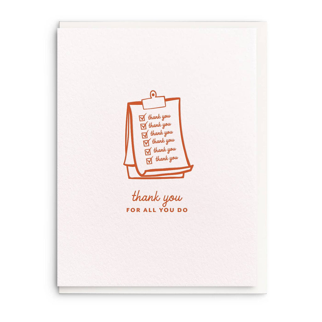 All That You Do, Letterpress Thank You Card