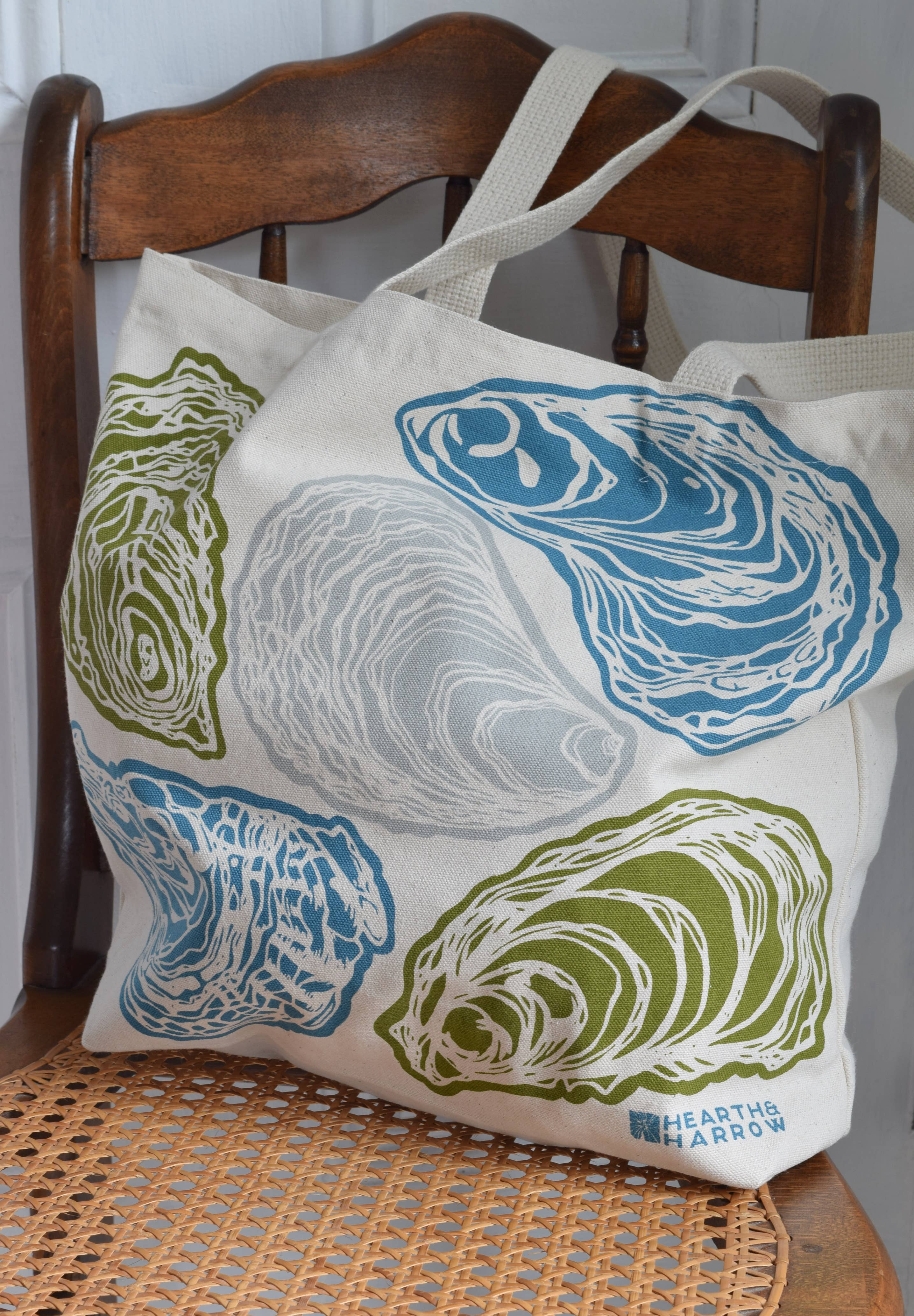 Oyster Tote Bag - 100% Cotton - Market and Beach Bag