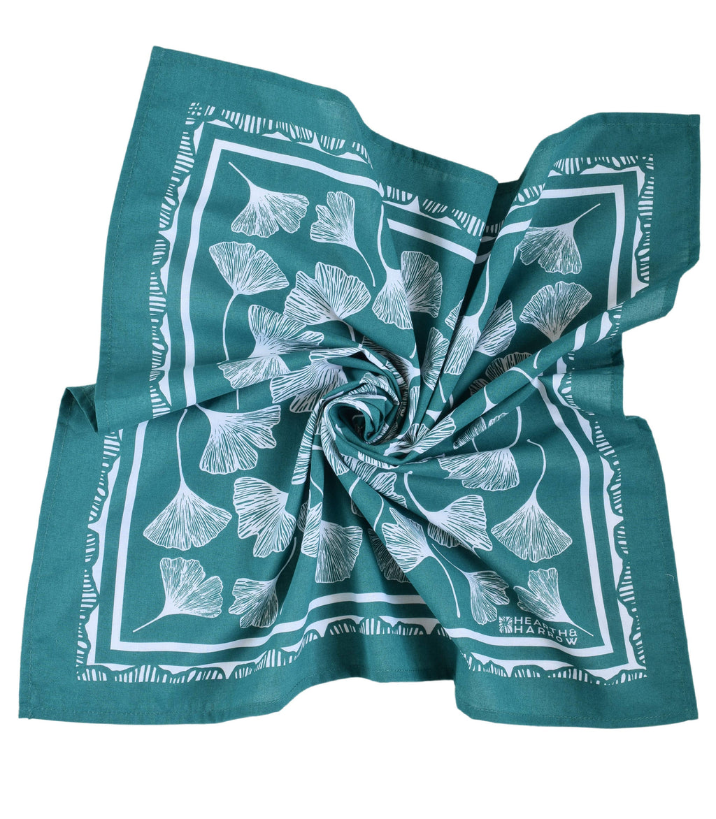Ginkgo Leaf Bandana | Teal Green