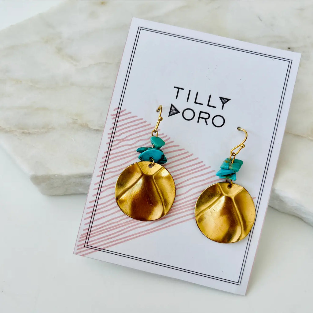 Turquoise Disc Earrings