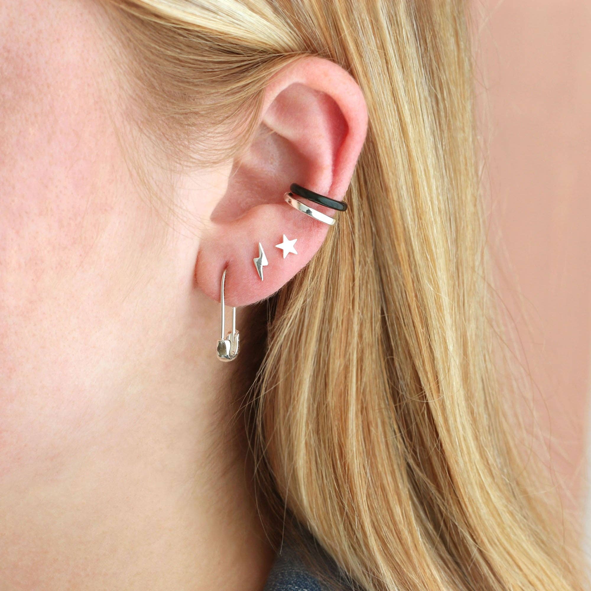 Safety Pin Hoop Earrings: 18K Gold Vermeil