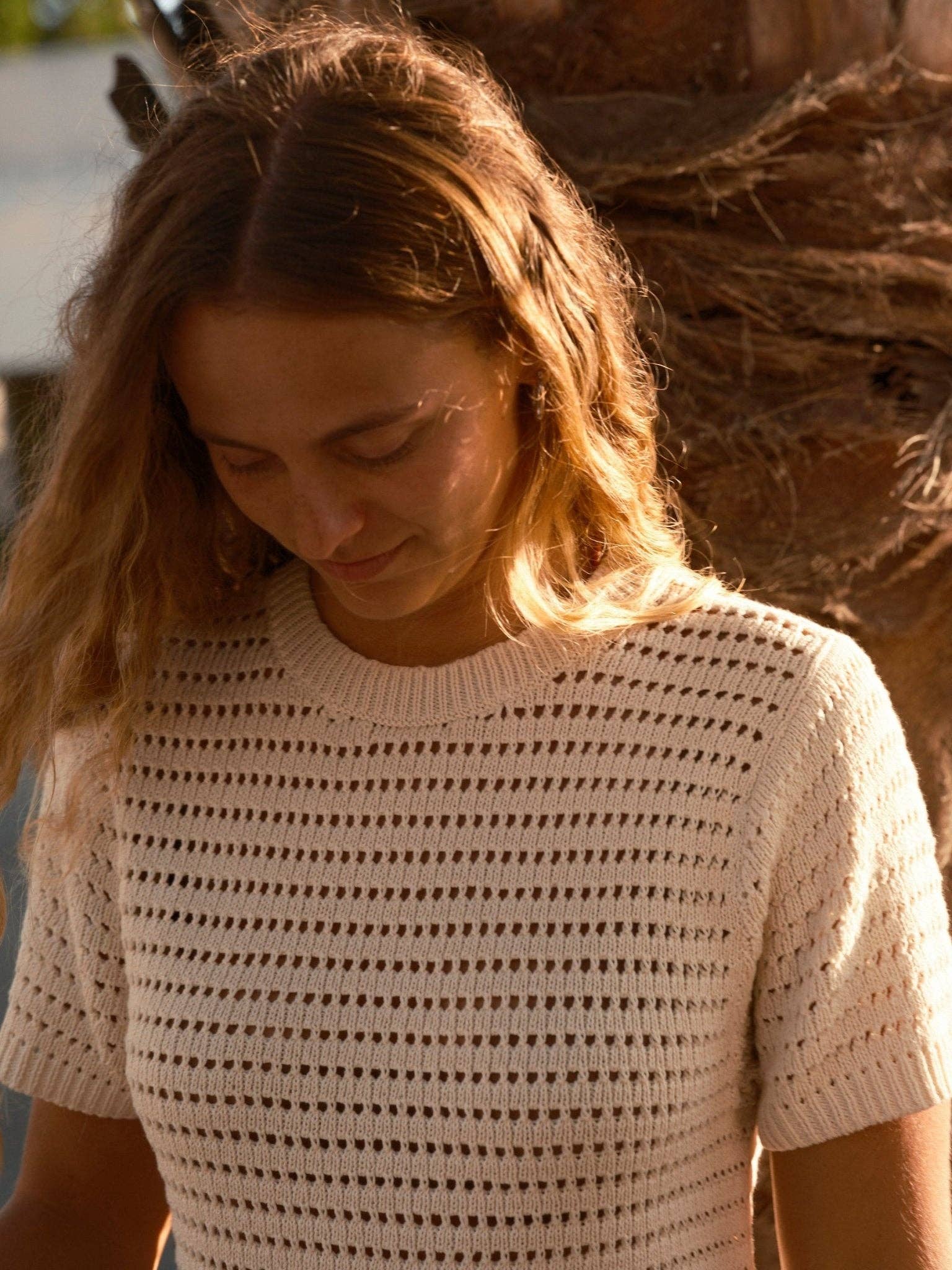 Open Knit Tee | Natural