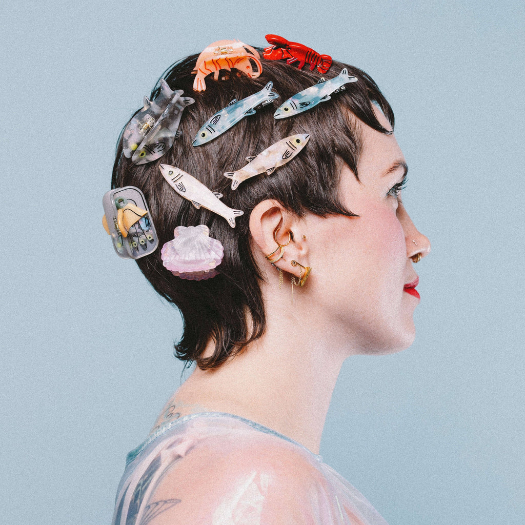 Sardine Alligator Hair Clip Set | Blue