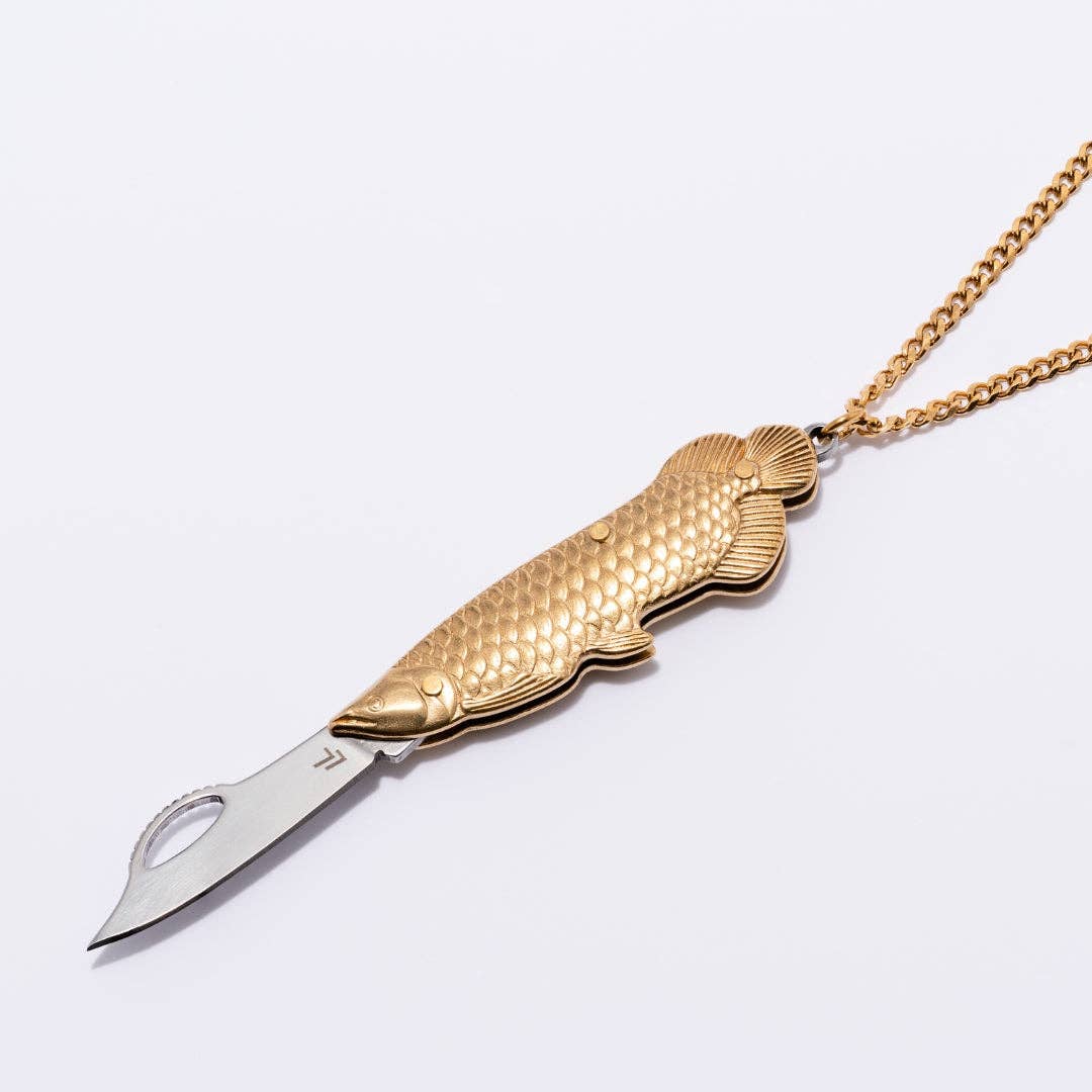 Fish Utility Safety Necklace - Brass & Steel | Larissa Loden