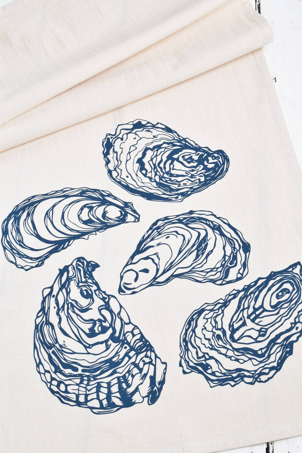 Oyster Tea Towel in Navy Blue - Organic Cotton