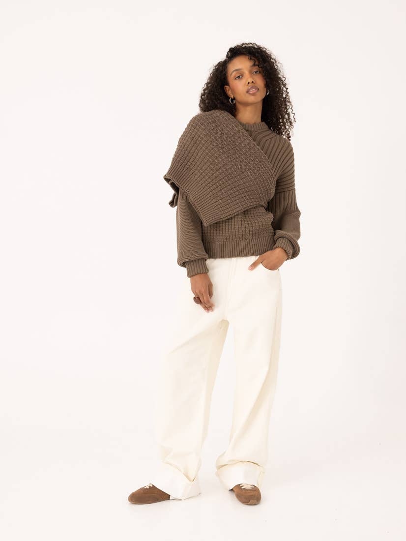Delčia: 100% Cotton Earth Brown Sweater 