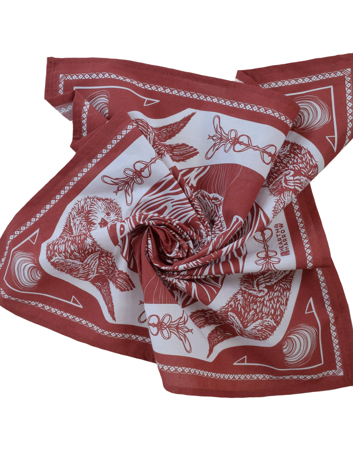 Otter Bandana | 100% Cotton | Brick Red