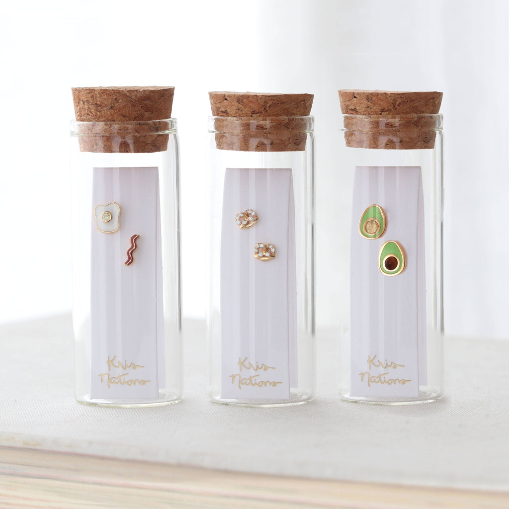 Bacon and Egg Enamel Stud Earrings