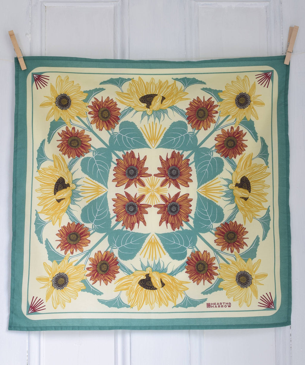 Sunflower Bandana - 100% Cotton - Floral Scarf - 22" x 22"