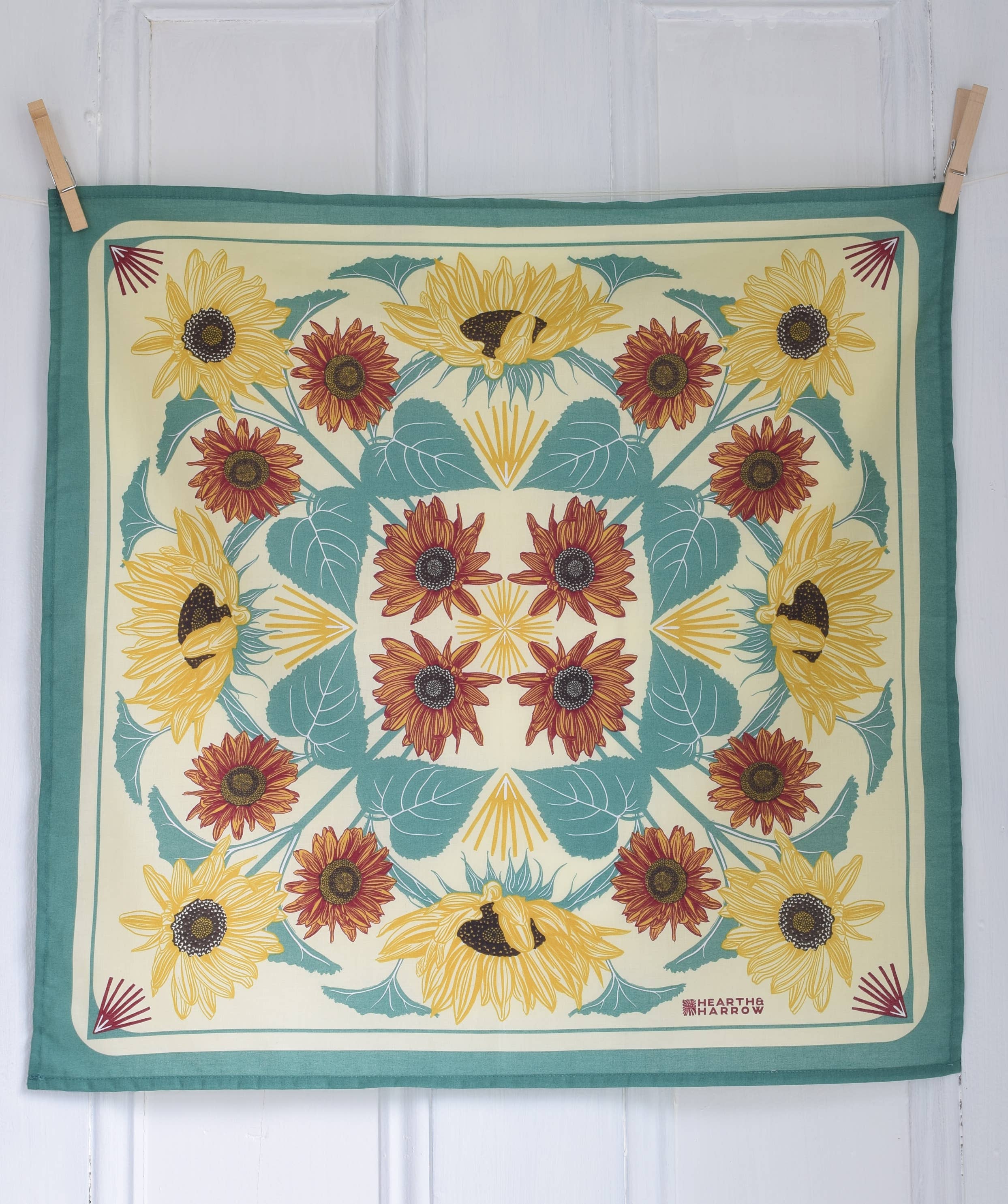 Sunflower Bandana - 100% Cotton - Floral Scarf - 22" x 22"
