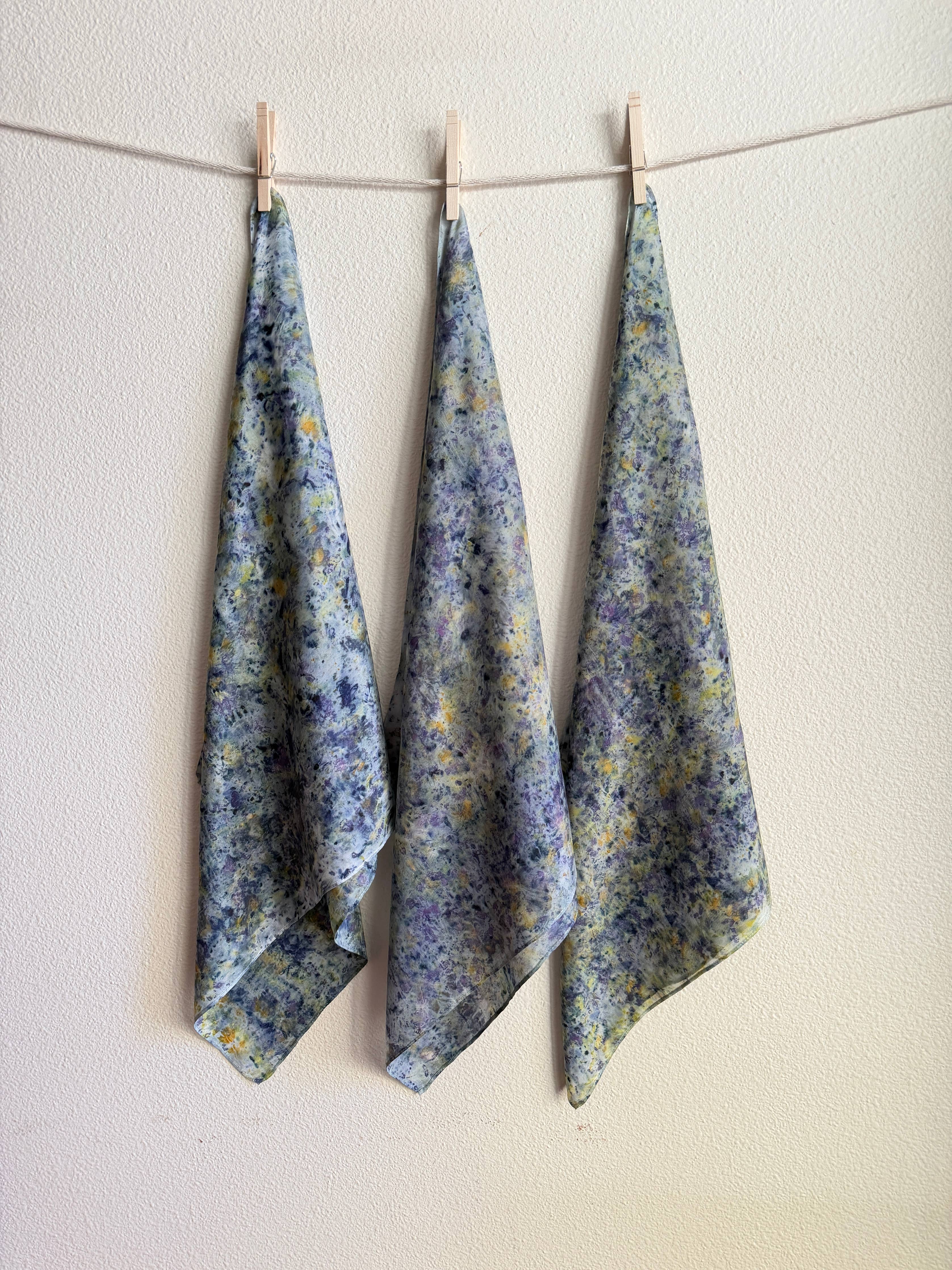 Naturally Dyed Silk Scarf - Midnight Garden