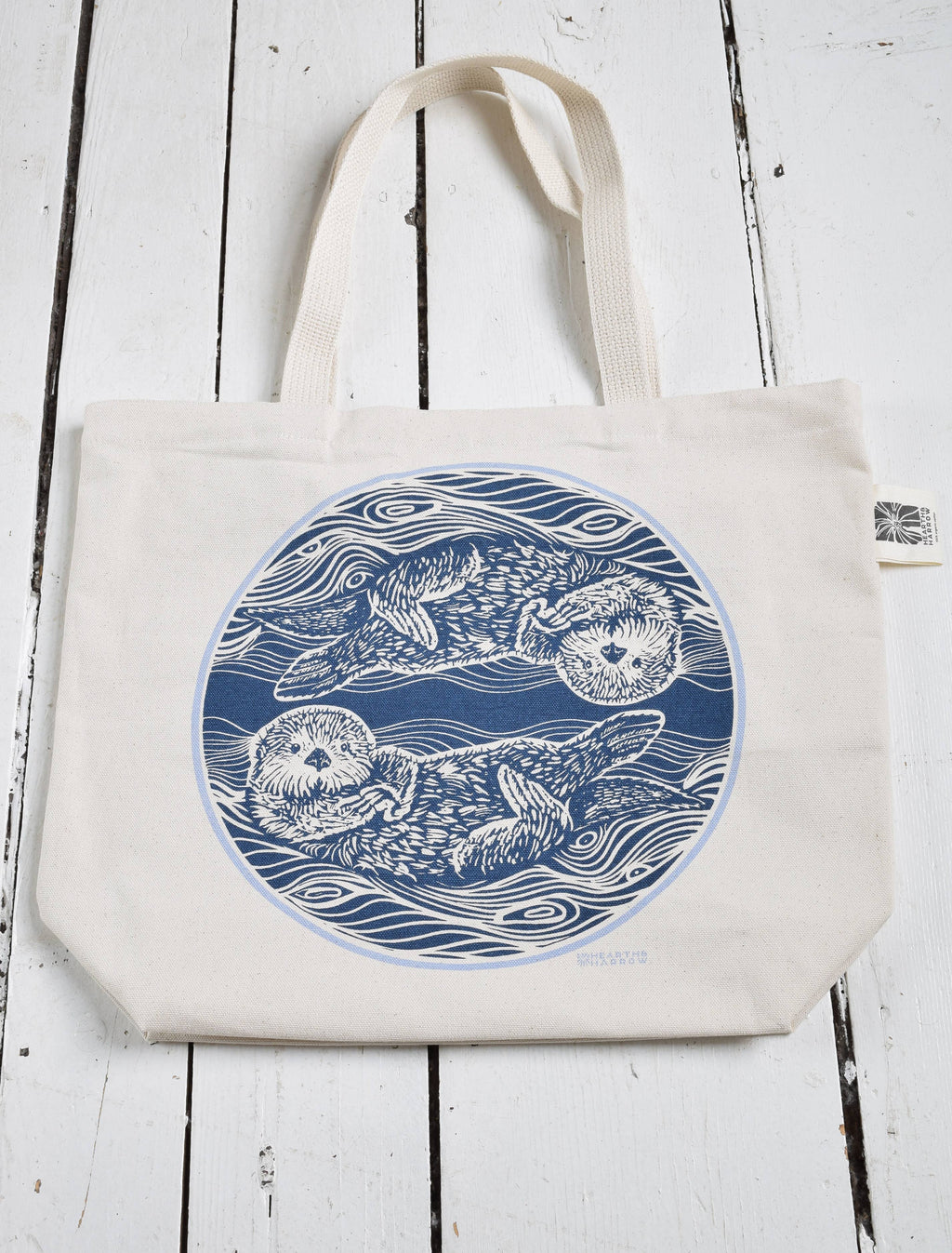 Otter Tote Bag - 100% Cotton - Market and Beach Bag  - Blue