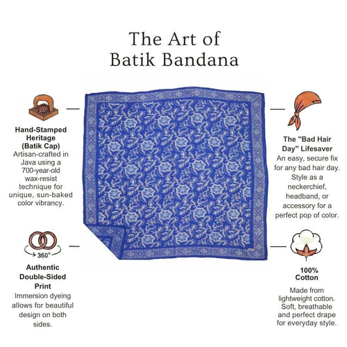 39" Batik Bandana | Blue Tendril