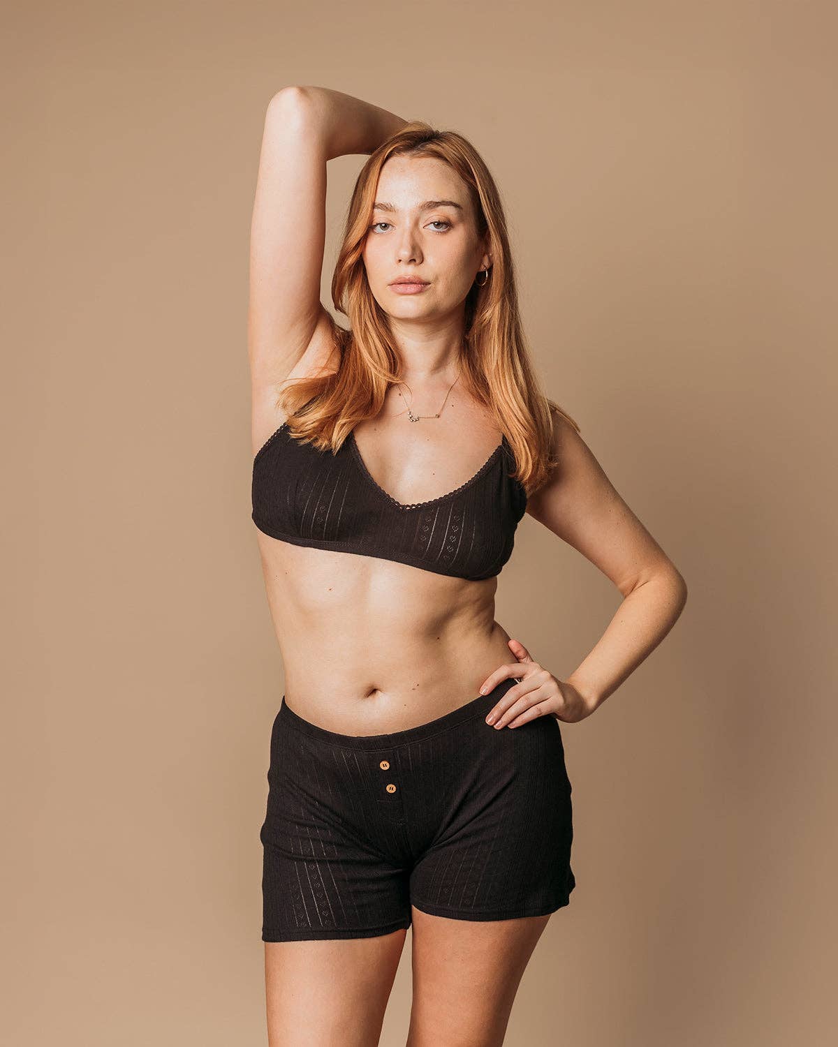 Pointelle Boxers | 100% Organic Cotton | Black
