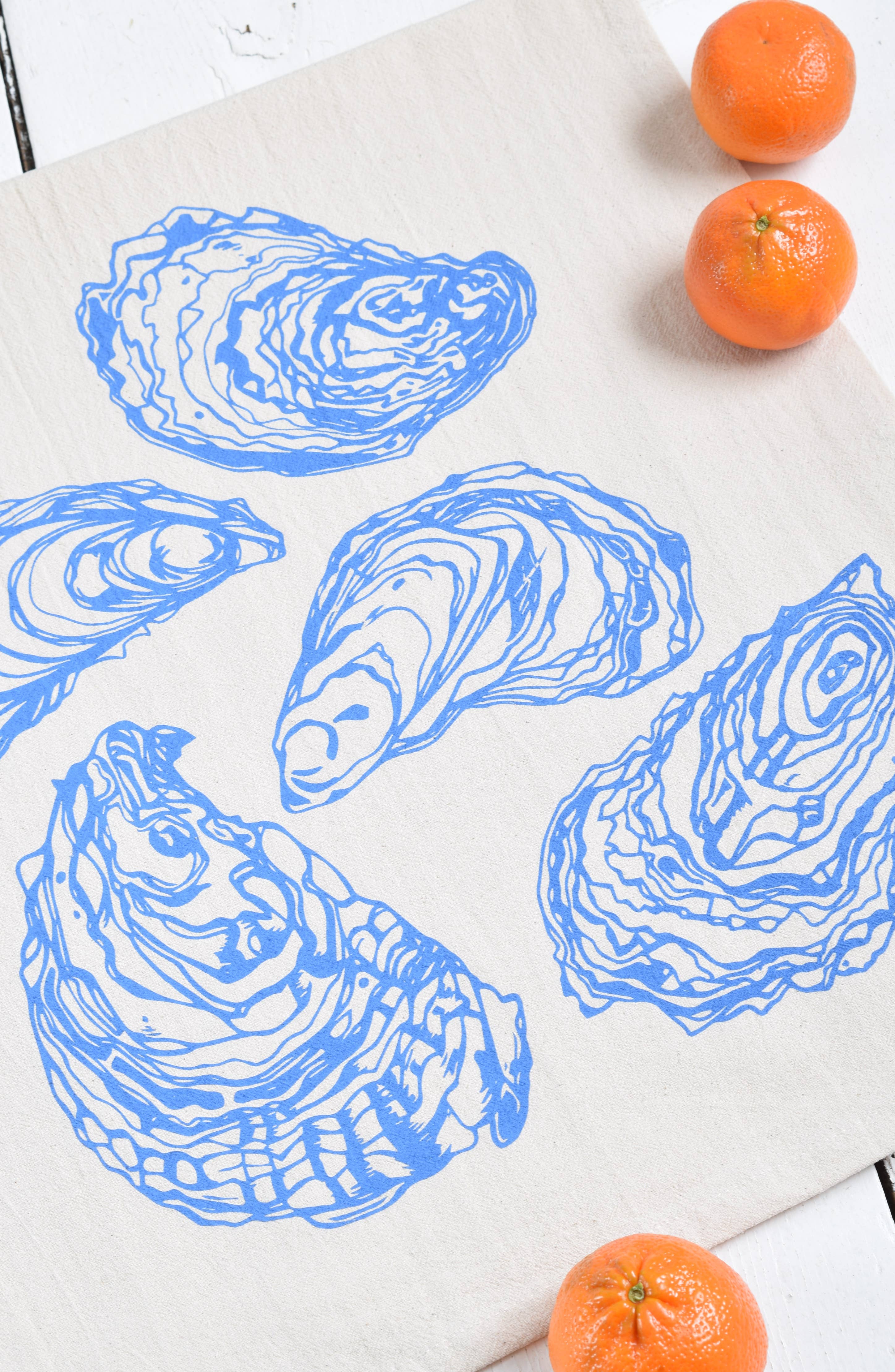 Oyster Tea Towel in Blue-violet - Organic Cotton - Sea Shell