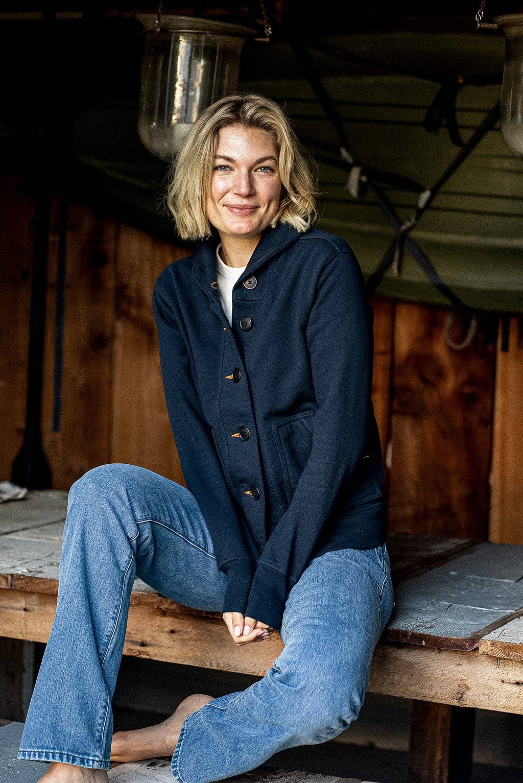 Bodega Cardigan | 100% Cotton | Navy