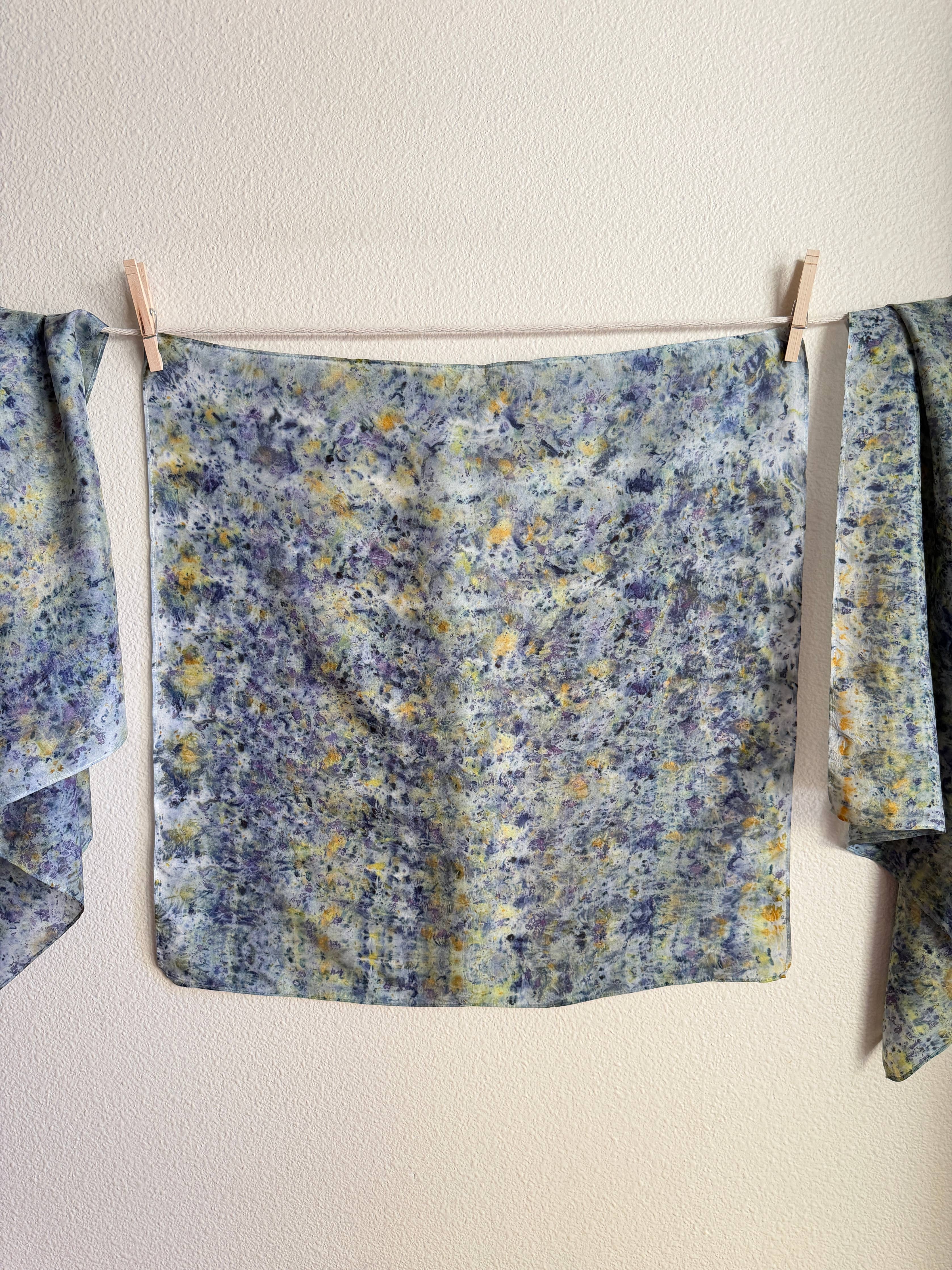 Naturally Dyed Silk Scarf - Midnight Garden