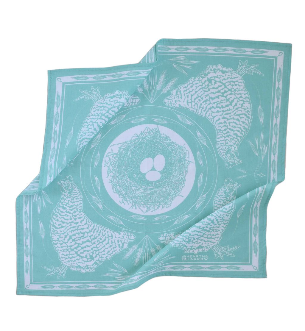 Chicken Bandana - 100% Cotton - Aqua