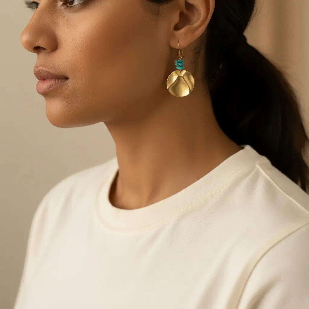 Turquoise Disc Earrings