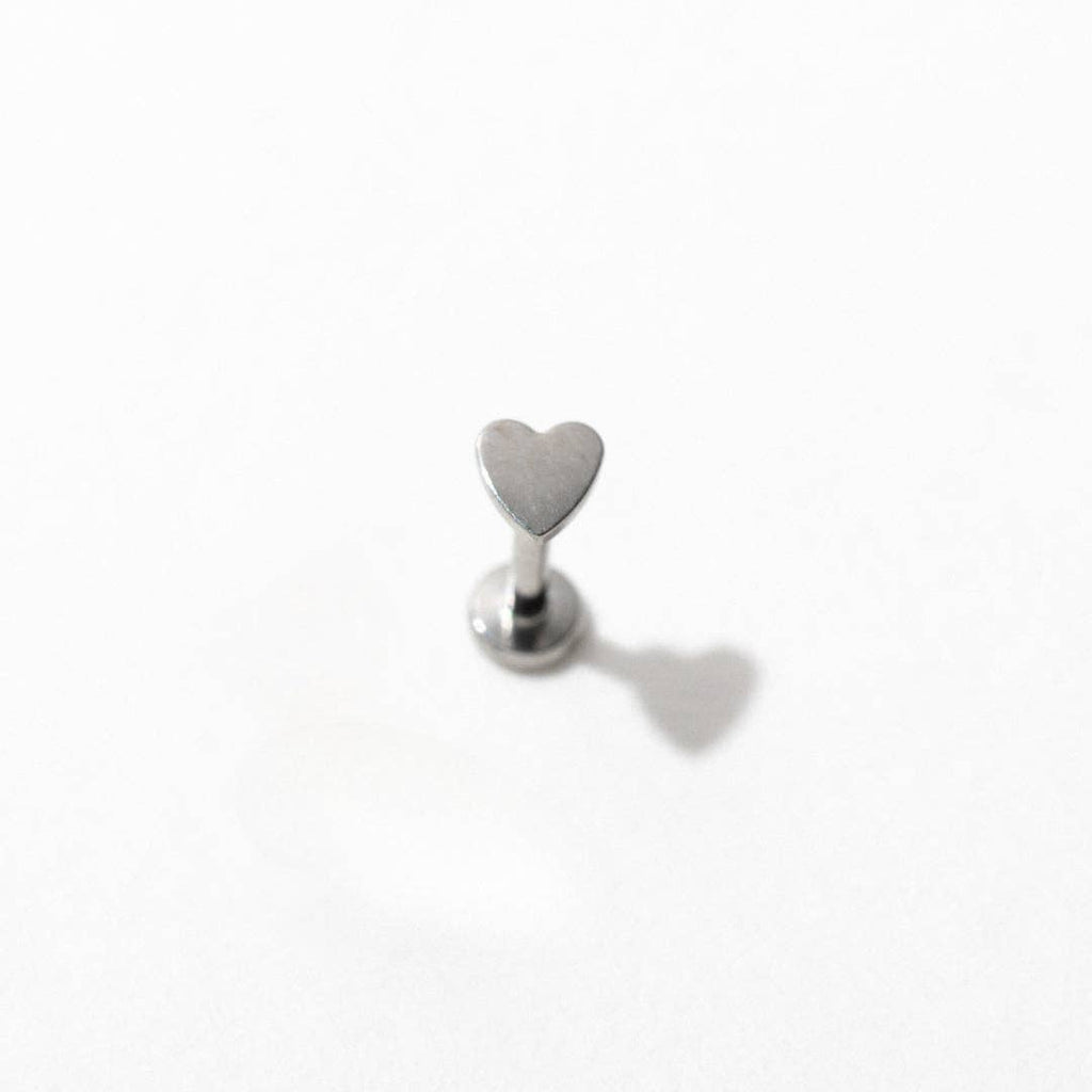 14k Gold PVD or Titanium Heart Flat Back Stud Earrings - Pair