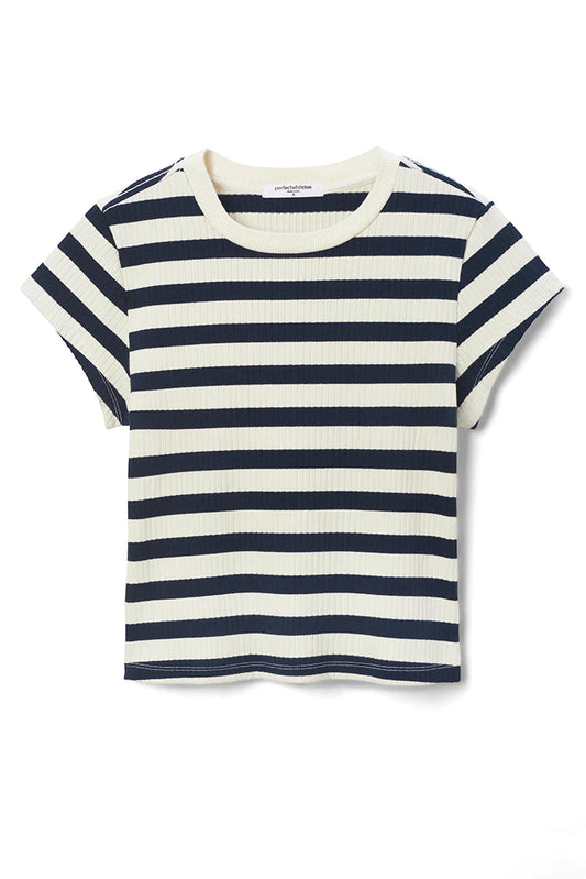Julia Baby Tee | Navy + Sugar Stripe