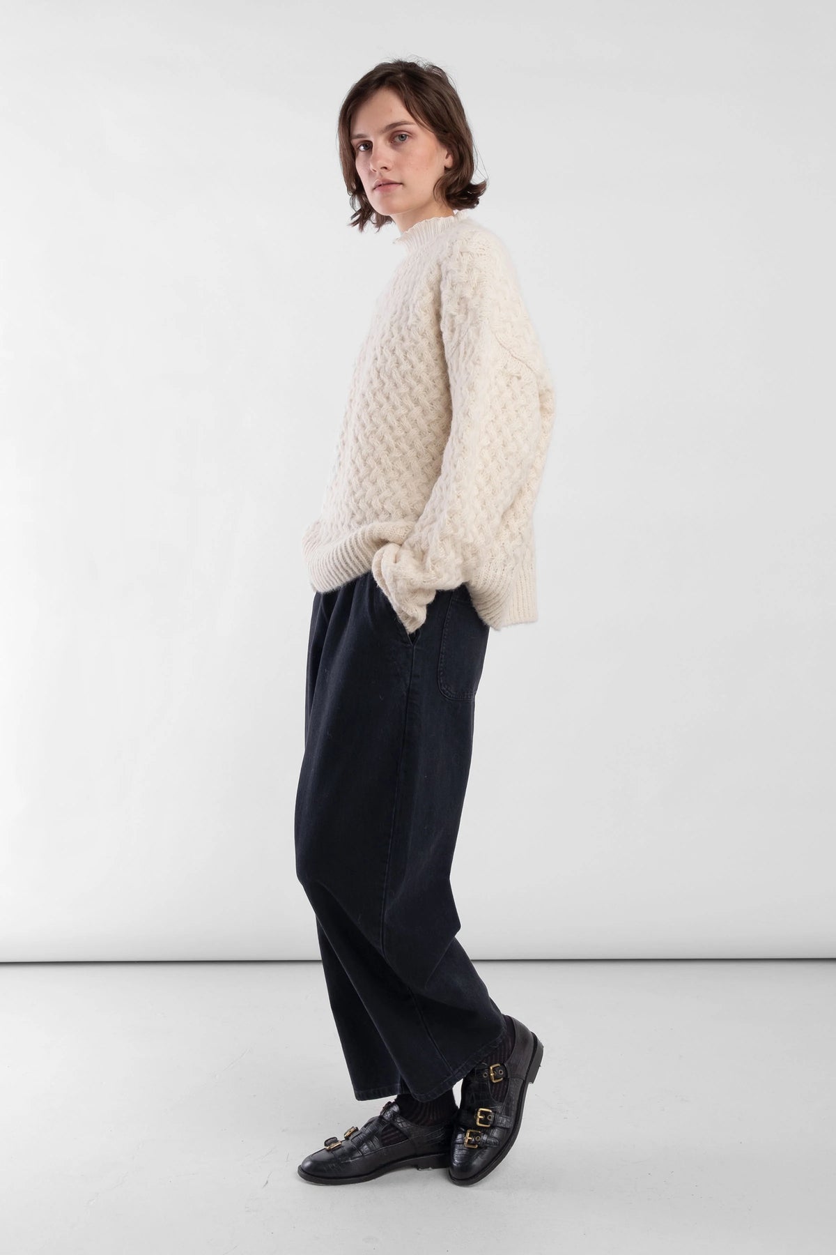 Knit Weave Pullover | Cream
