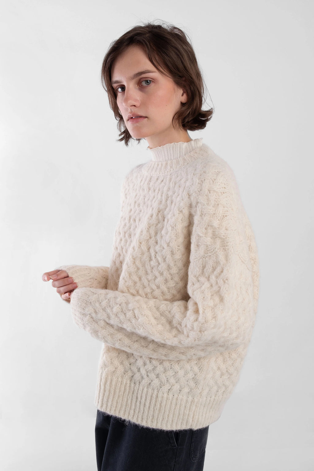 Knit Weave Pullover | Cream