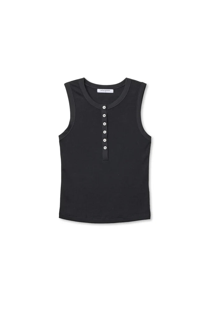 loretta luxe rib henley tank | black