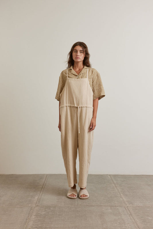 Tie Waist Ramie Overall | Oatmeal