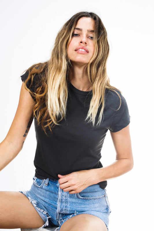 Sheryl Recycled Cotton Baby Tee | Vintage Black