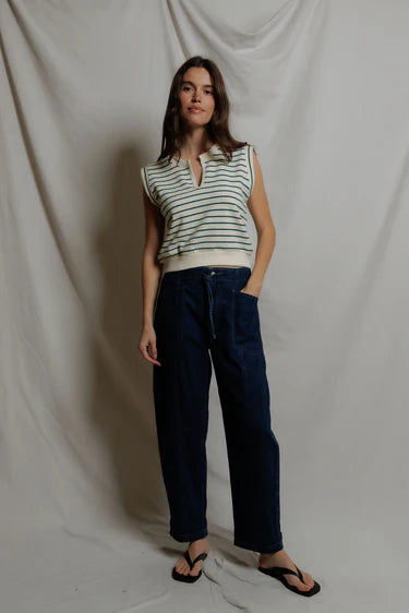 sloan | teal navy stripe