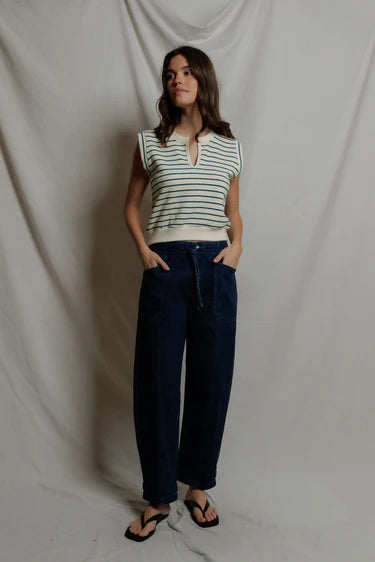 sloan | teal navy stripe