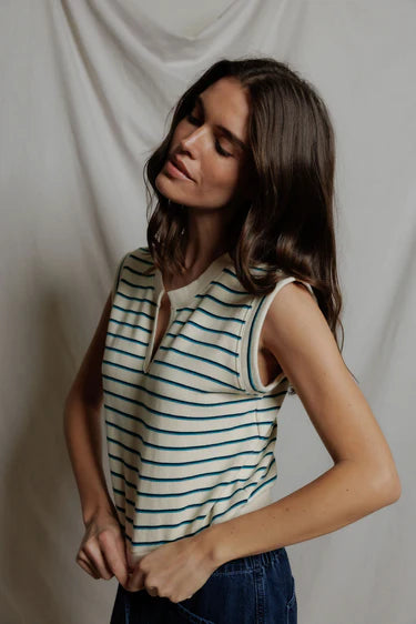 sloan | teal navy stripe