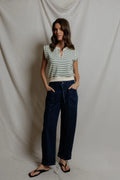 sloan | teal navy stripe