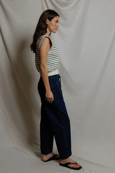 sloan | teal navy stripe