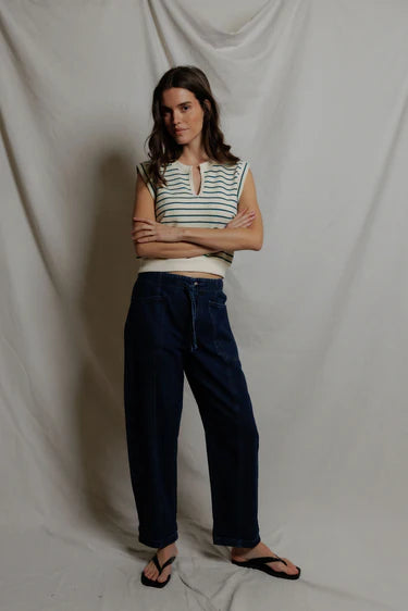 sloan | teal navy stripe