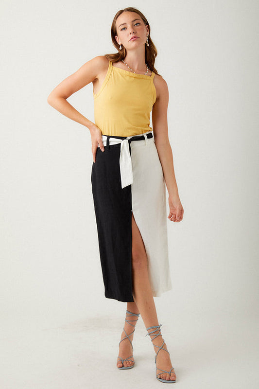 Hanna Midi Skirt | Black + Cream