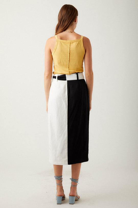 Hanna Midi Skirt | Black + Cream