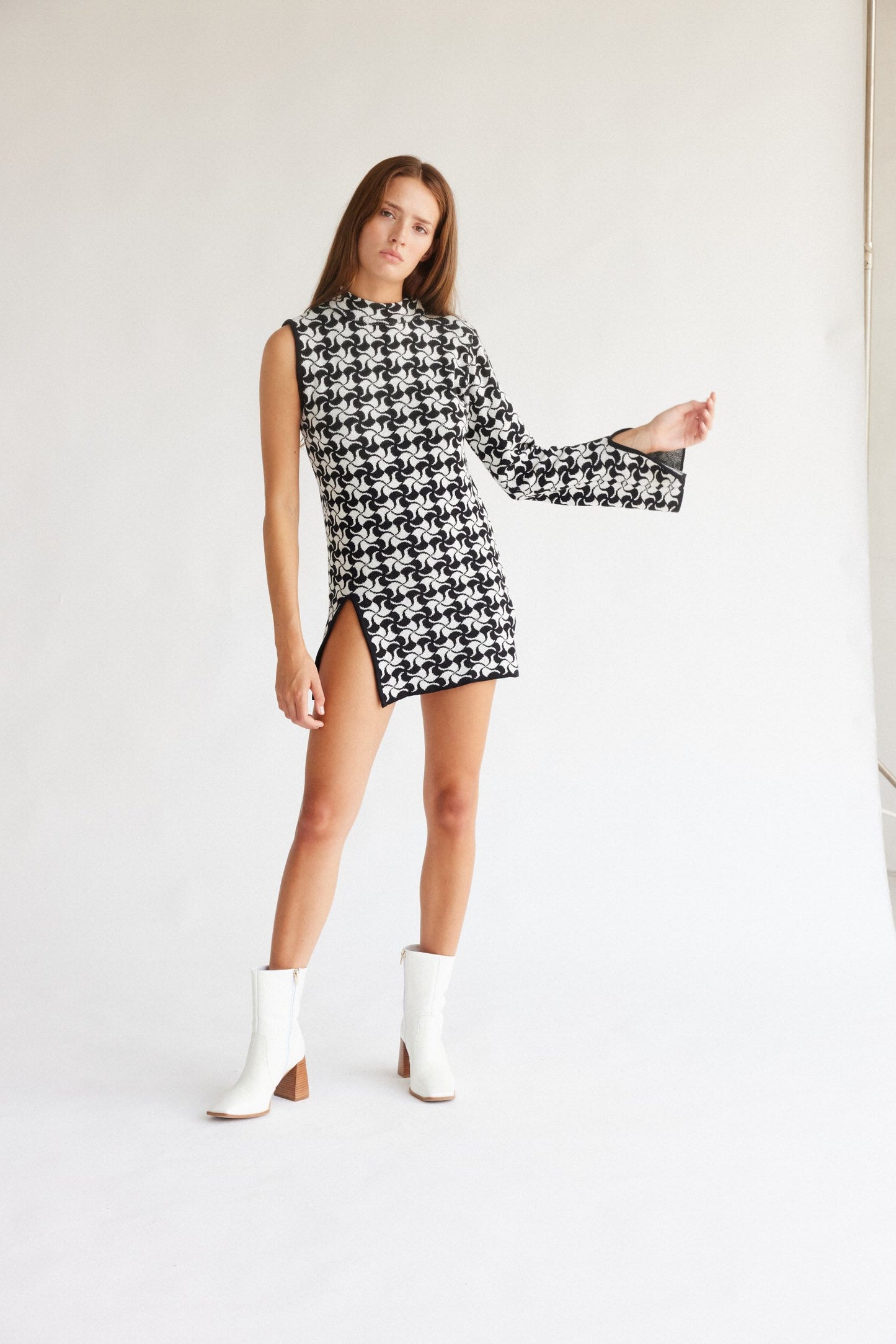 Bosque Knit Dress | Black + White Jacquard