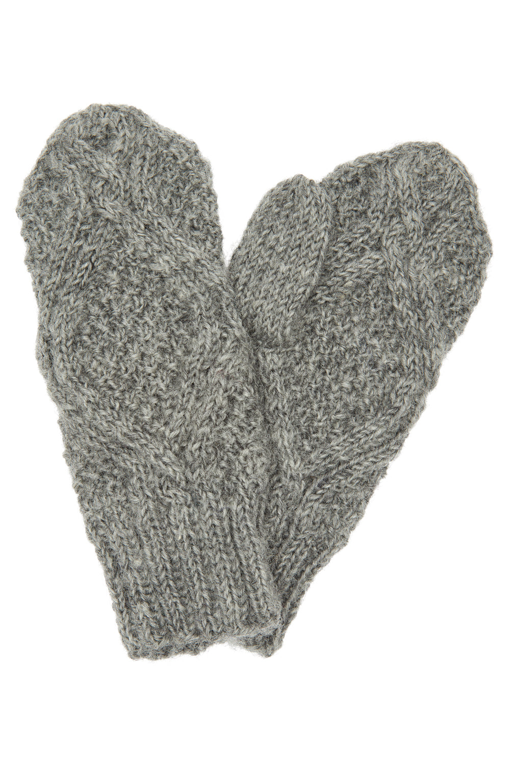 Diamond Hand Knit Mittens | Grey