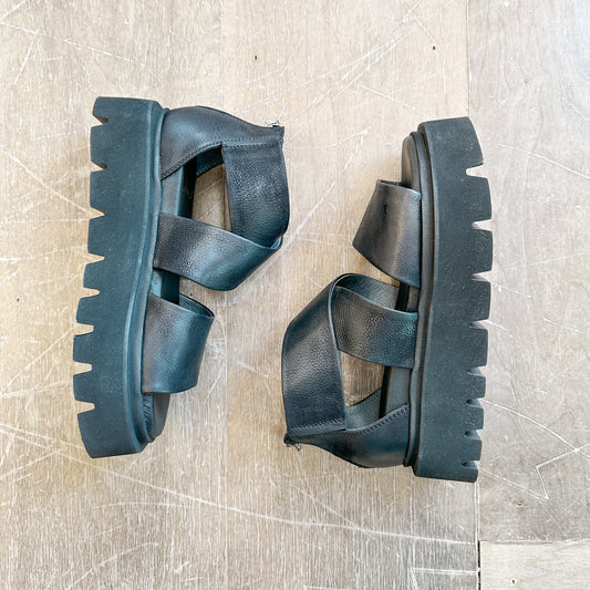 Platform Leather Sandals | Nero