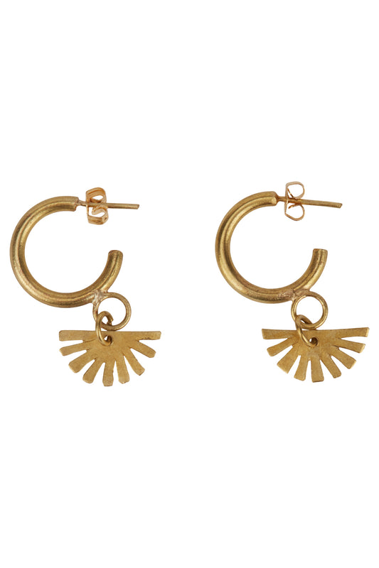Sunshine Huggie Earrings | Brass